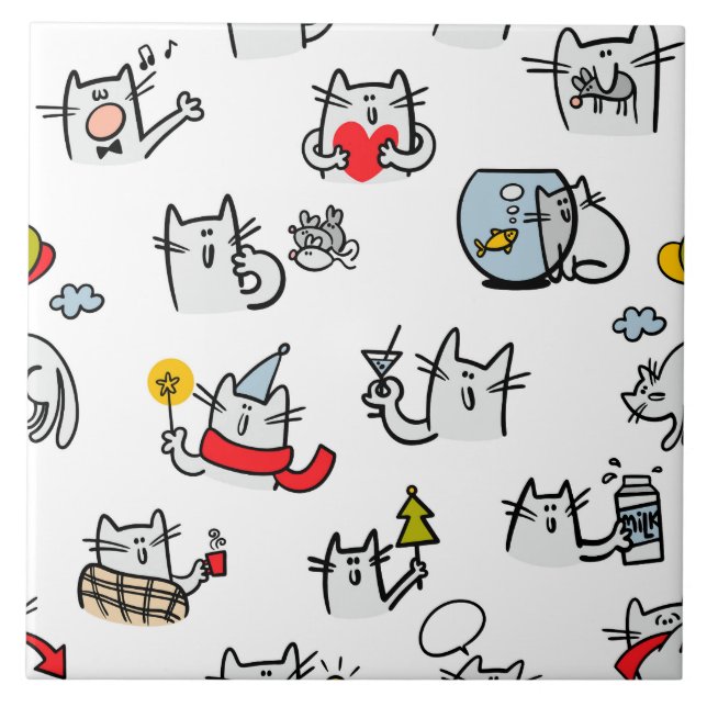 Funny cats, milk and magic. tile (Front)