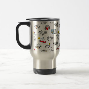 Funny cats, milk and magic. travel mug