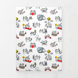 Funny cats, milk and magic. Tri-Fold invitation