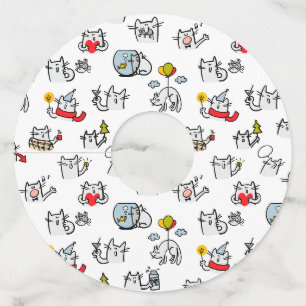 Funny cats, milk and magic. wine glass tag