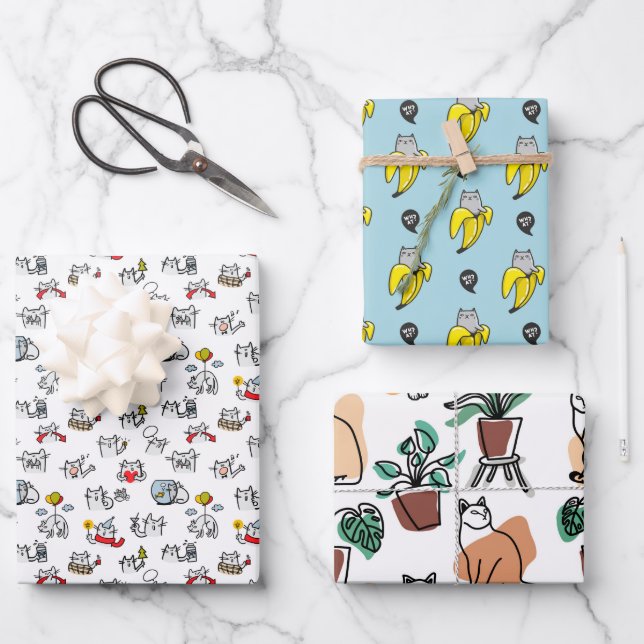 Funny cats, milk and magic. wrapping paper sheet (Front)