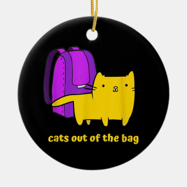 Funny Cats Out of The Bag Ceramic Tree Decoration (Front)