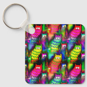 Funny Cats Pattern-54578 Key Ring