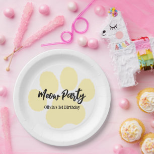 Funny Cat's Paw Birthday Party Paper Plate
