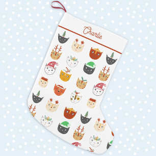 Funny Cats Personalised Small Christmas Stocking