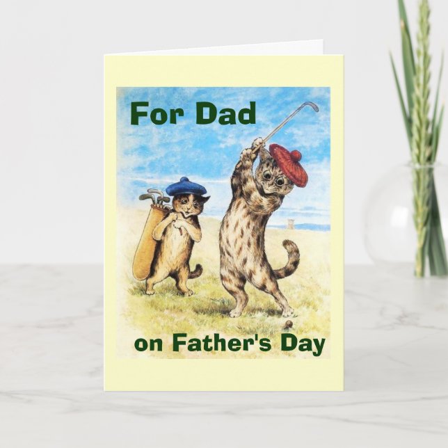 Funny Cats Playing Golf Caddy Design Card (Front)