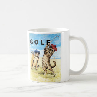 Funny Cats Playing Golf Caddy Design Coffee Mug