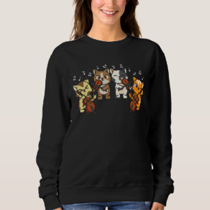 Funny Cats Playing Violin Cello Orchestra Musician Sweatshirt