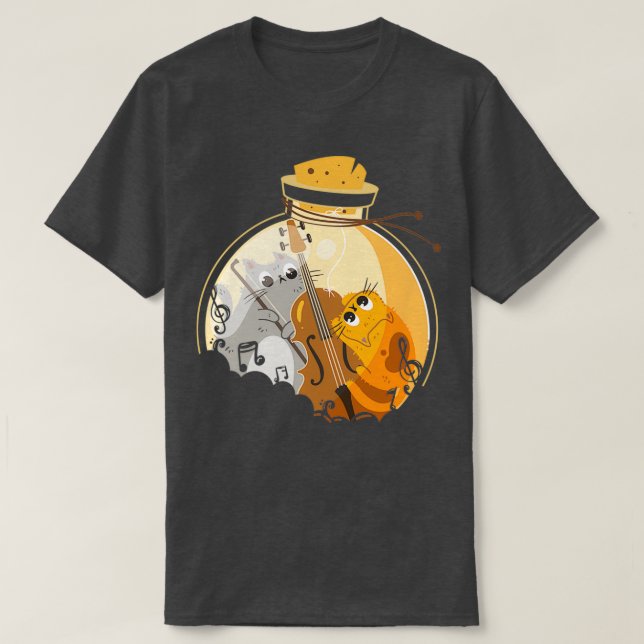 Funny Cats Playing Violin T-Shirt (Design Front)