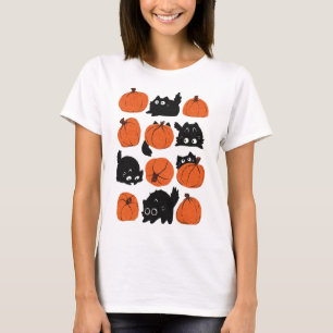 Funny Cats Retro Groovy Pumpkin Halloween Thanksgi T-Shirt