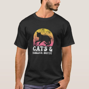Funny Cats & Roller Derby Vintage Retro Hobby T-Shirt