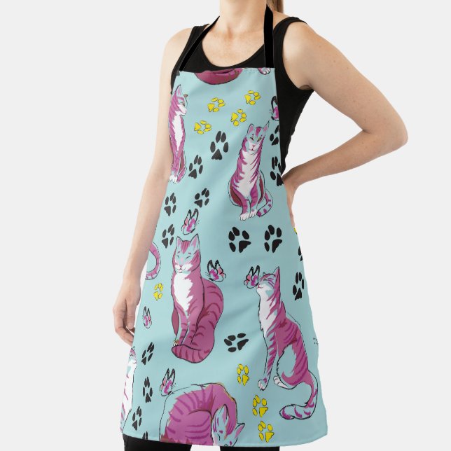 funny cats seamless pattern apron (Insitu)