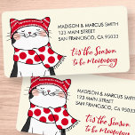 Funny Cats Season To Be Merry Holiday Greeting Label<br><div class="desc">Carol of the cats. 'Tis the season,  to be meowwy! meow meow meow meow.. meow meow meow MEOW! May all your days be MEOWWY AND BWIGHT! 

Available here:
http://www.zazzle.com/store/selectpartysupplies</div>