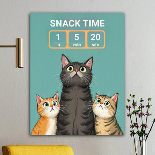 Funny Cats Waiting For Snack Time Poster