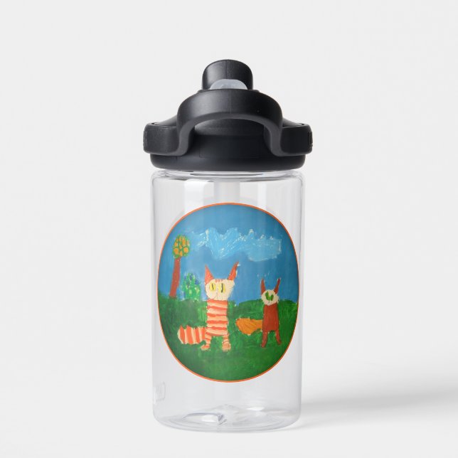 Funny Cats  Water Bottle (Back)