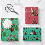 Funny Cats Wear Christmas Sweaters Trio Wrapping Paper Sheet<br><div class="desc">A trio of cute wrapping paper sheets featuring cats wearing ugly Christmas Sweaters. Ugly Holiday sweaters are a recent,  silly but fun Christmas tradition. I had a blast designing some for my Cat models. Add some really unique and hilarious wrapping to your gifts.</div>