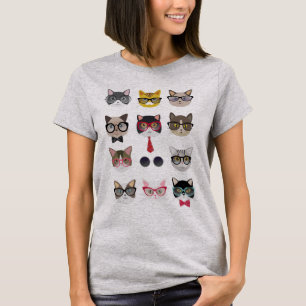 Funny Cats with Glasses Womens T Shirts