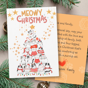 Funny Cats Xmas Tree Meowy Christmas Holiday Card