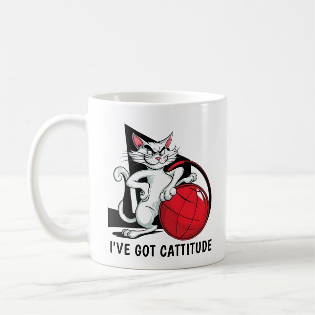 Funny Cattitude Cat Coffee Mug (Left)