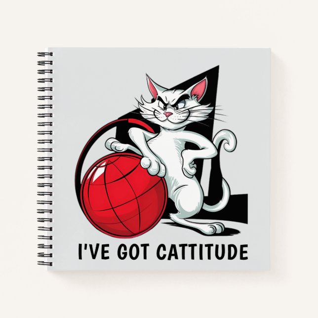 Funny Cattitude Cat Notebook (Front)