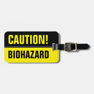 Funny caution biohazard sign travel luggage tag