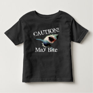 Funny "Caution! May Bite" with Scary Shark Toddler T-Shirt