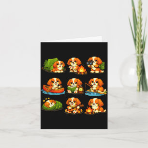 Funny cavalier camping cute dog hiking camper card