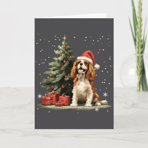 Funny Cavalier King Charles Spaniel Dog Xmas Tree Card