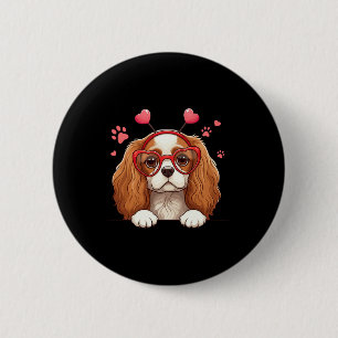 Funny Cavalier King Charles Spaniel Heart Headnd V 6 Cm Round Badge