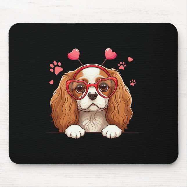 Funny Cavalier King Charles Spaniel Heart Headnd V Mouse Pad (Front)