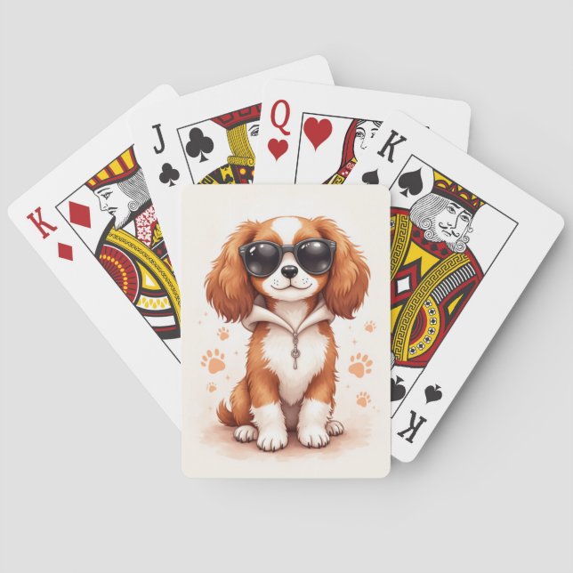 Funny Cavalier King Charles Spaniel Kawaii Dog Playing Cards (Back)