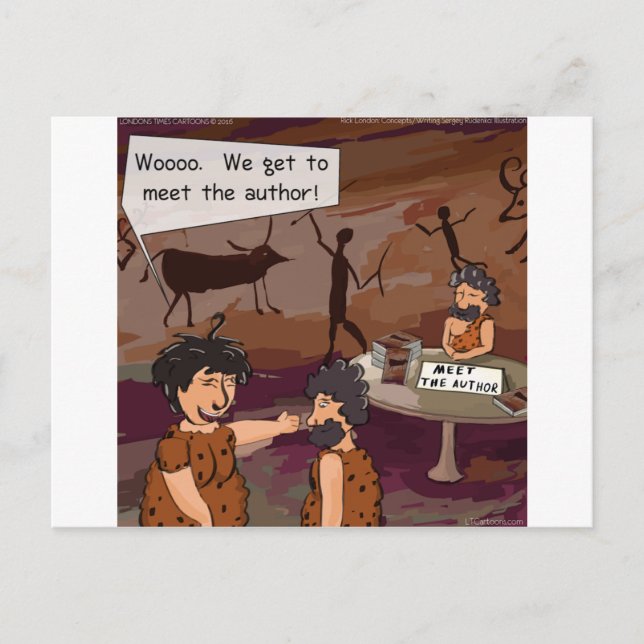 Funny Caveman Author "Meet The Author" Postcard (Front)