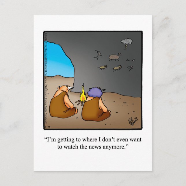 Funny Caveman News Humour Postcard (Front)