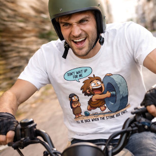 Funny Caveman Wheel Stone Age Humour T-Shirt Tri-Blend Shirt