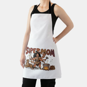 Funny Cavewoman Super Mum Multi Tasking Retro Apron