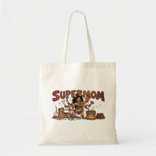 Funny Cavewoman Super Mum Multi Tasking Retro Tote Bag