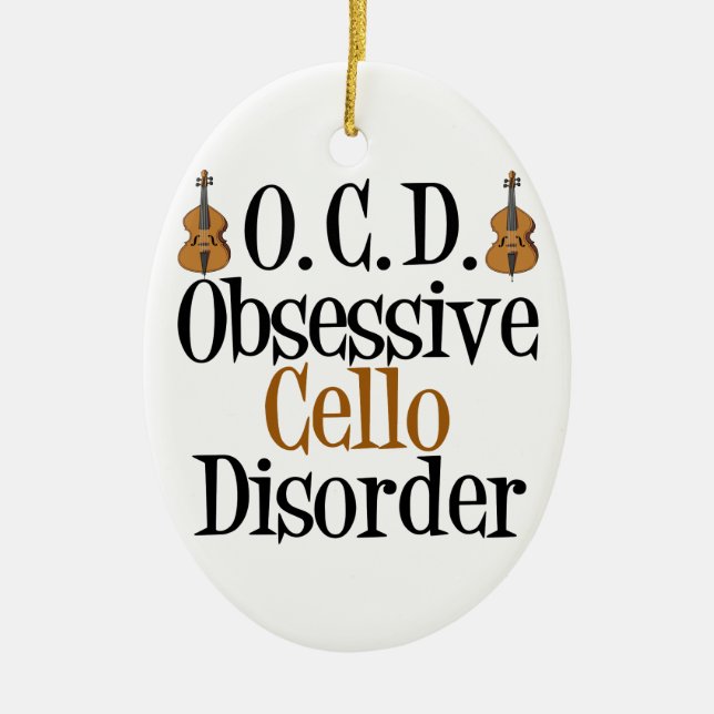 Funny Cello Ceramic Tree Decoration (Front)