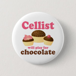 Funny Cello Chocolate Design 6 Cm Round Badge