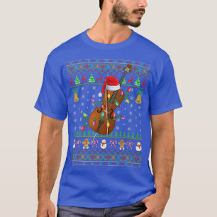 Funny Cello Music Lover Xmas Santa Hat Cello Ugly T-Shirt