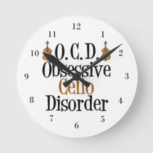 Funny Cello Round Clock