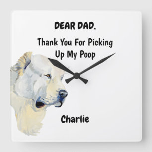 Funny Central Asia Shepherd Dad Watercolor Canine  Square Wall Clock