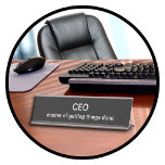 Funny CEO Desk Name Plates<br><div class="desc">Funny company CEO desk name plates with humourous saying and simple classic black and white design template you can customise online if you want to change any of the text.</div>