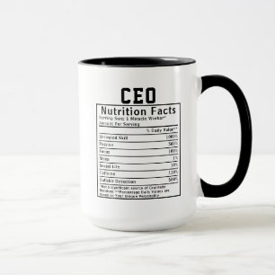 Funny CEO Nutrition Facts Business Leader Gift Mug