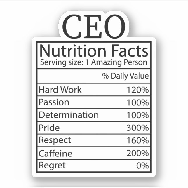 Funny CEO Nutrition Facts, Gift for CEO (Front)