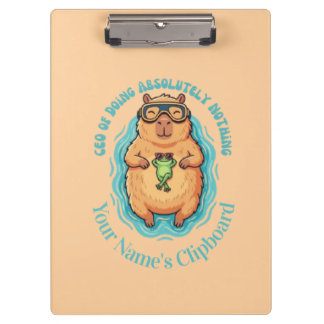 Funny CEO of Doing Nothing Capybara Frog Notebook Clipboard