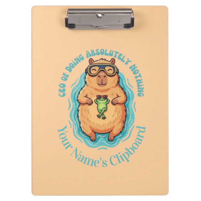Funny CEO of Doing Nothing Capybara Frog Notebook Clipboard (Front)