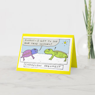 Funny chameleon birthday cartoon holiday card