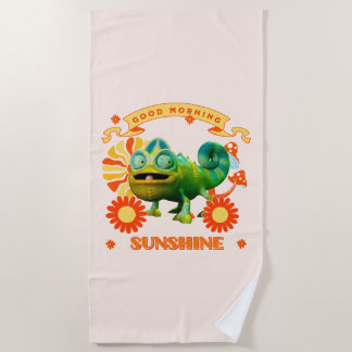Funny Chameleon Good Morning Sunshine Beach Towel