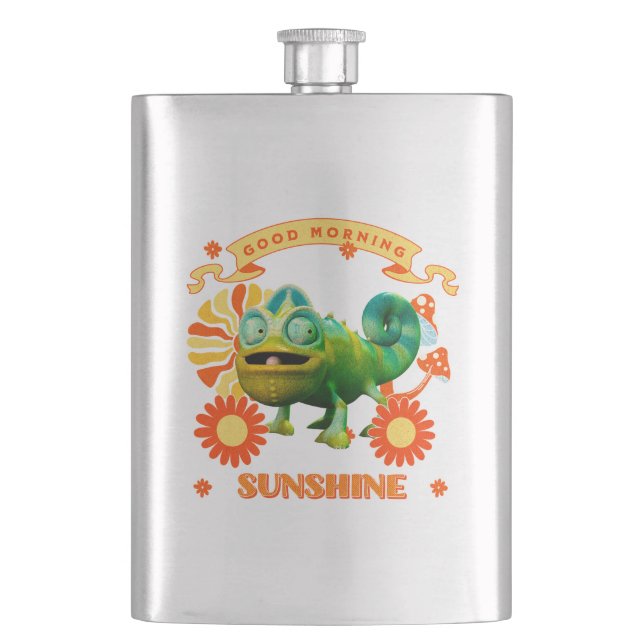 Funny Chameleon Good Morning Sunshine Hip Flask (Front)