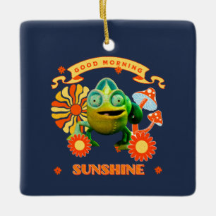 Funny Chameleon Good Morning Sunshine Retro Art Ceramic Ornament